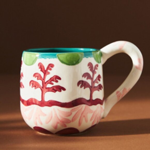 🪸Anthropologie🪸Vintage Agata Mug Handpainted Glazed Coffee Mug/Tea Cup 12 oz - Picture 1 of 8